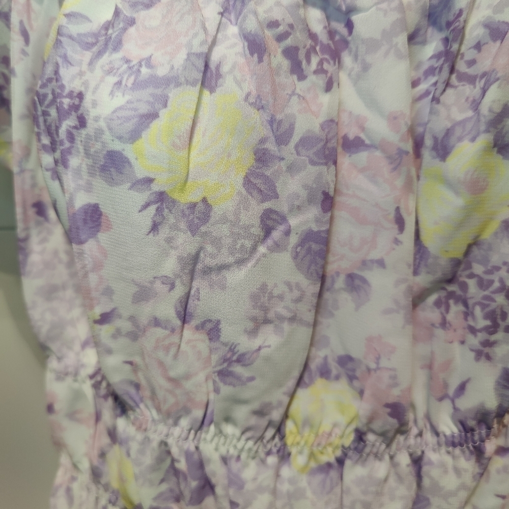 Smocked Floral Off Shoulder Blouse | Boho Ruffle Top NWT S M L - Picture 6 of 6